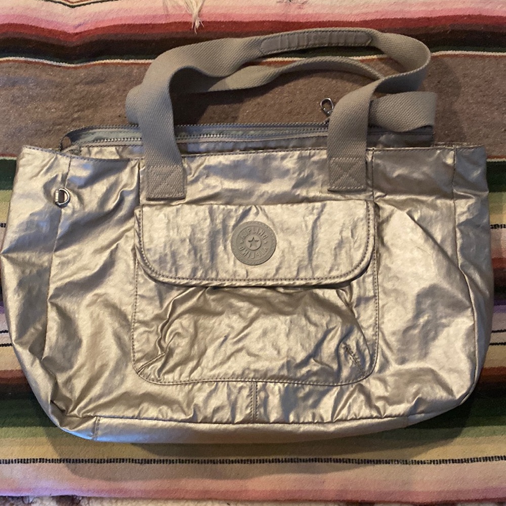 Kipling silver metallic tote